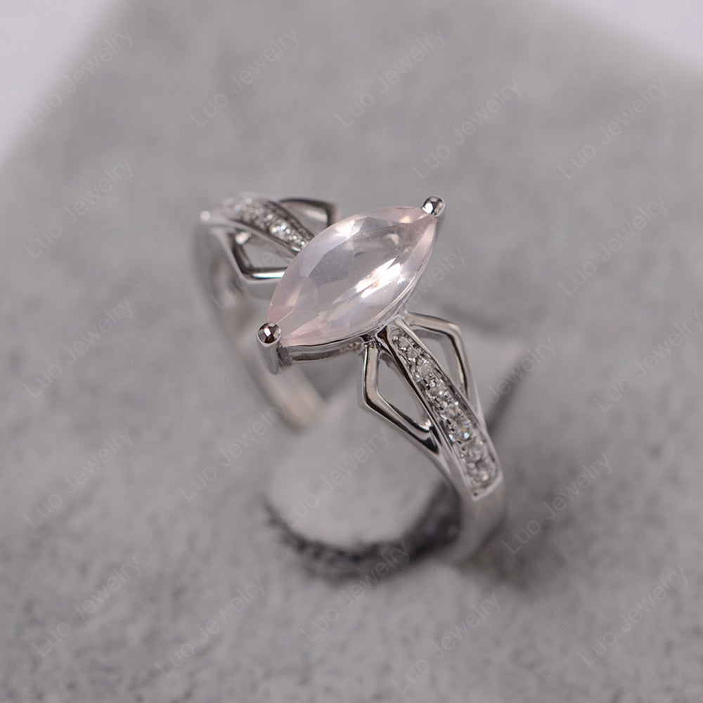 Marquise Rose Quartz Engagement Ring - LUO Jewelry