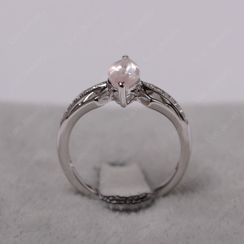 Marquise Rose Quartz Engagement Ring - LUO Jewelry