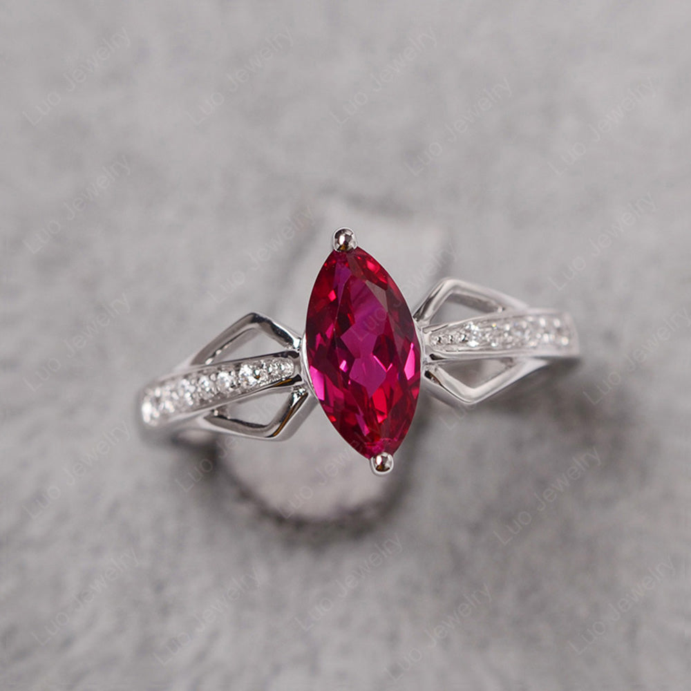 Marquise Ruby Engagement Ring - LUO Jewelry