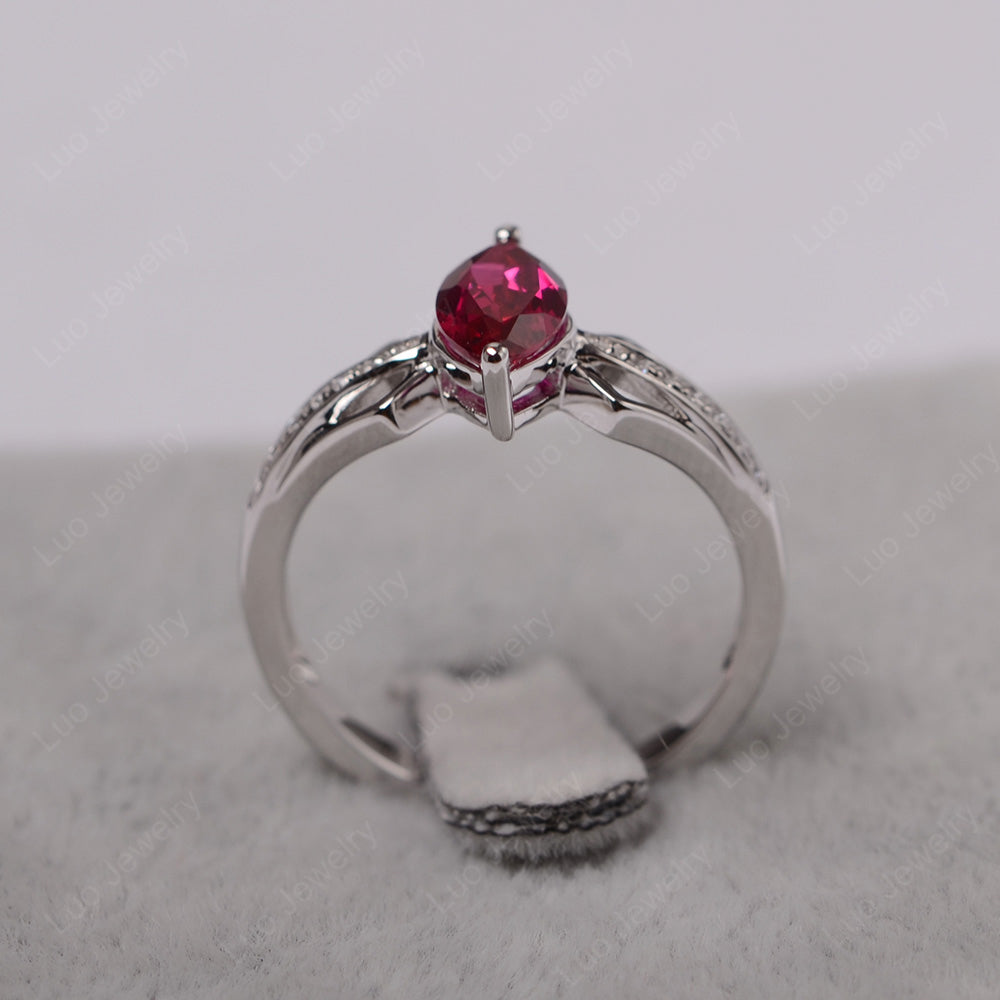 Marquise Ruby Engagement Ring - LUO Jewelry