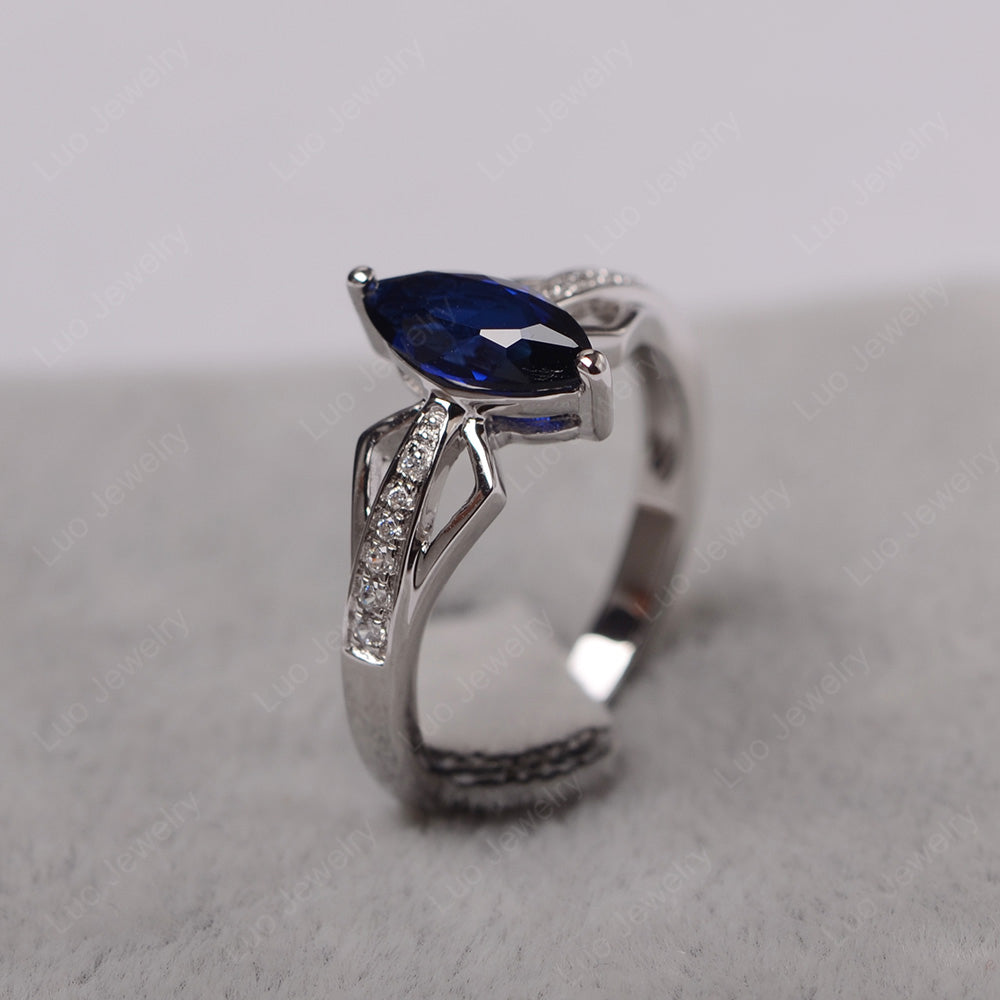 Marquise Lab Sapphire Engagement Ring - LUO Jewelry