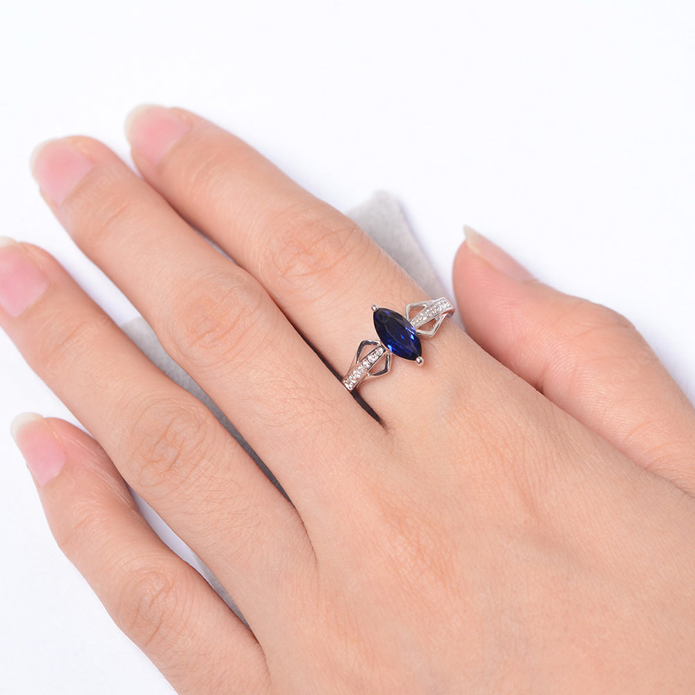 Marquise Lab Sapphire Engagement Ring - LUO Jewelry