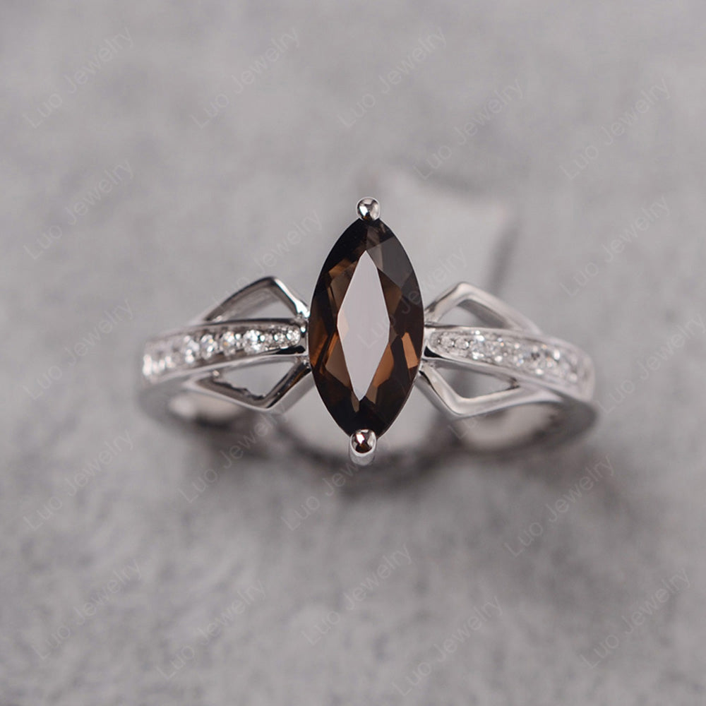 Marquise Smoky Quartz  Engagement Ring - LUO Jewelry