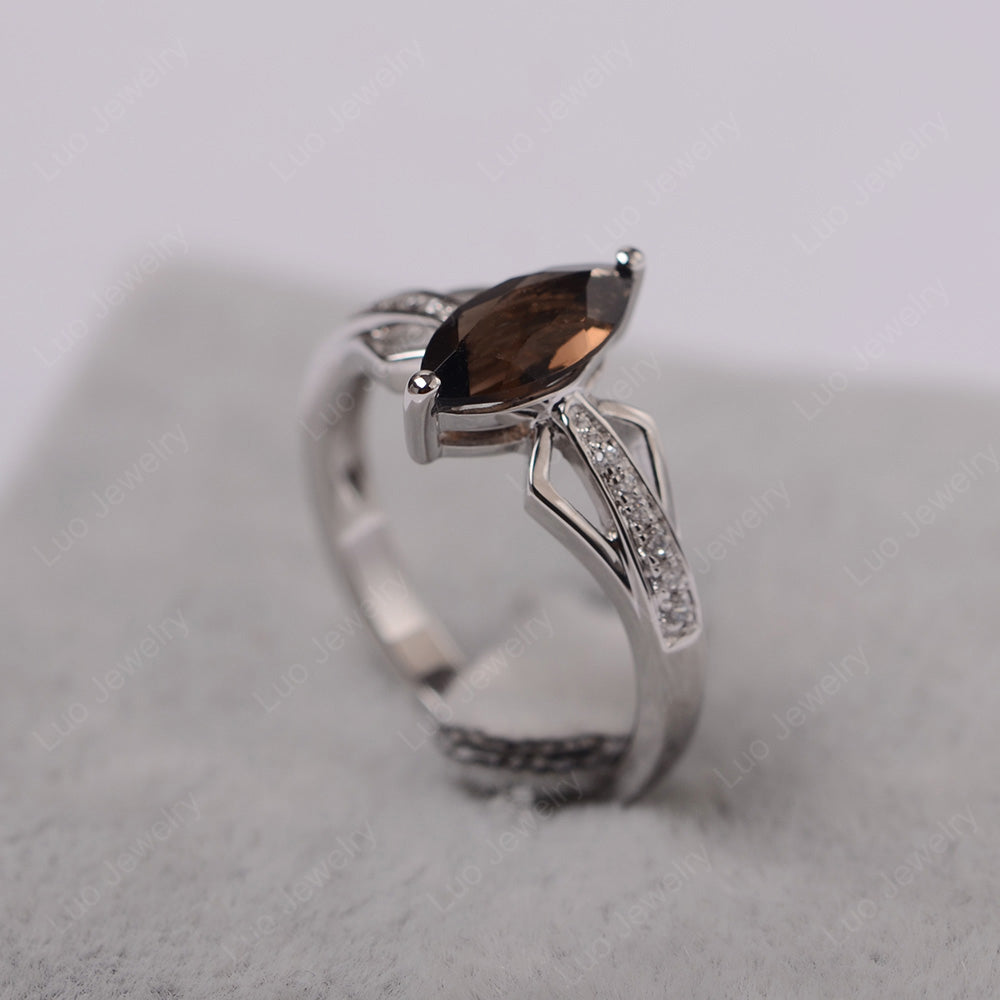 Marquise Smoky Quartz  Engagement Ring - LUO Jewelry
