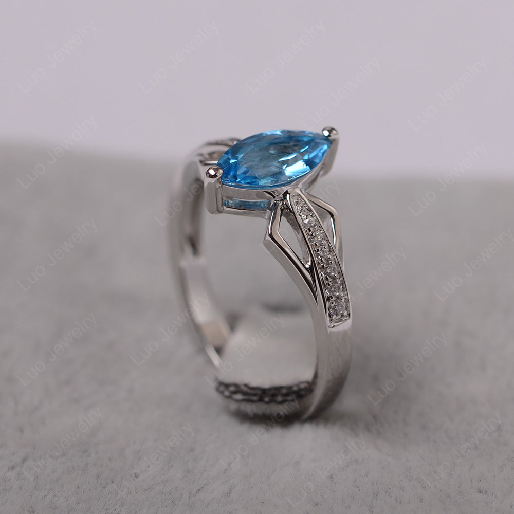 Marquise Swiss Blue Topaz Engagement Ring - LUO Jewelry