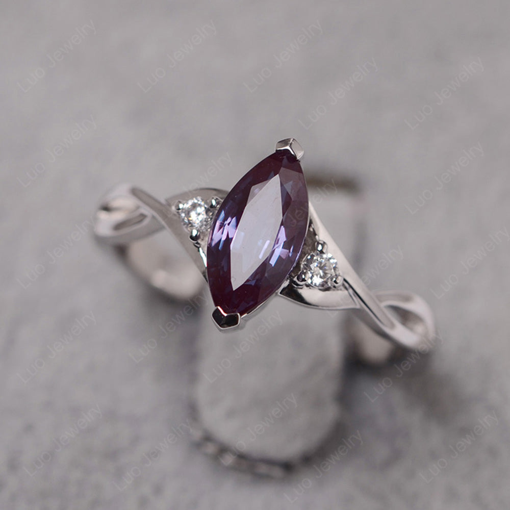 Alexandrite Ring Marquise Cut Engagement Ring - LUO Jewelry
