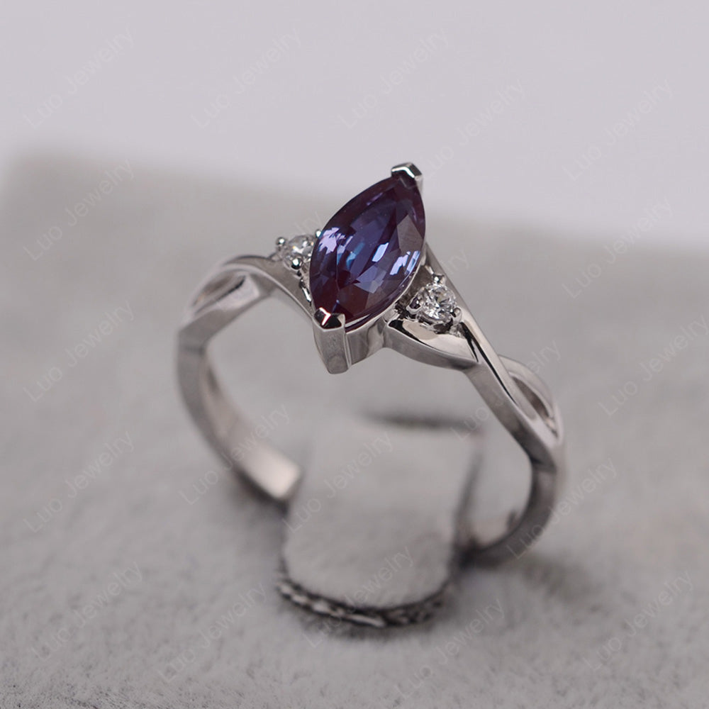 Alexandrite Ring Marquise Cut Engagement Ring - LUO Jewelry