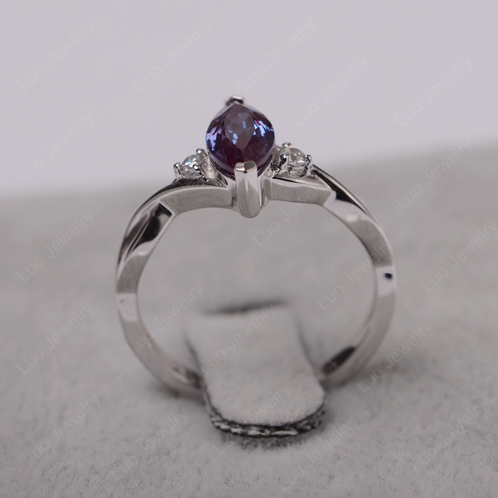 Alexandrite Ring Marquise Cut Engagement Ring - LUO Jewelry