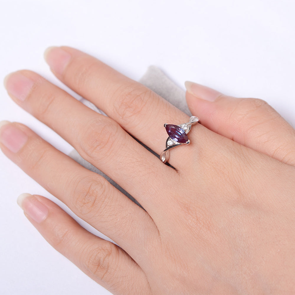 Alexandrite Ring Marquise Cut Engagement Ring - LUO Jewelry