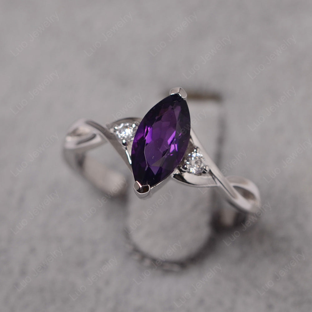 Amethyst Ring Marquise Cut Engagement Ring - LUO Jewelry