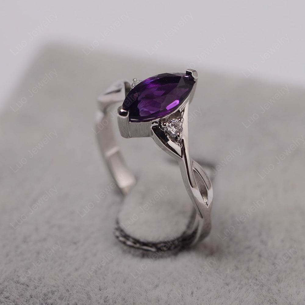 Amethyst Ring Marquise Cut Engagement Ring - LUO Jewelry