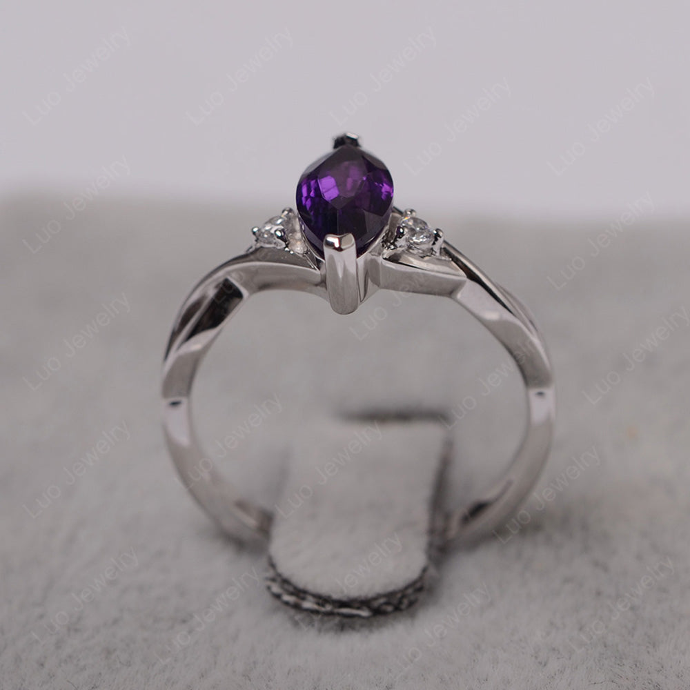 Amethyst Ring Marquise Cut Engagement Ring - LUO Jewelry