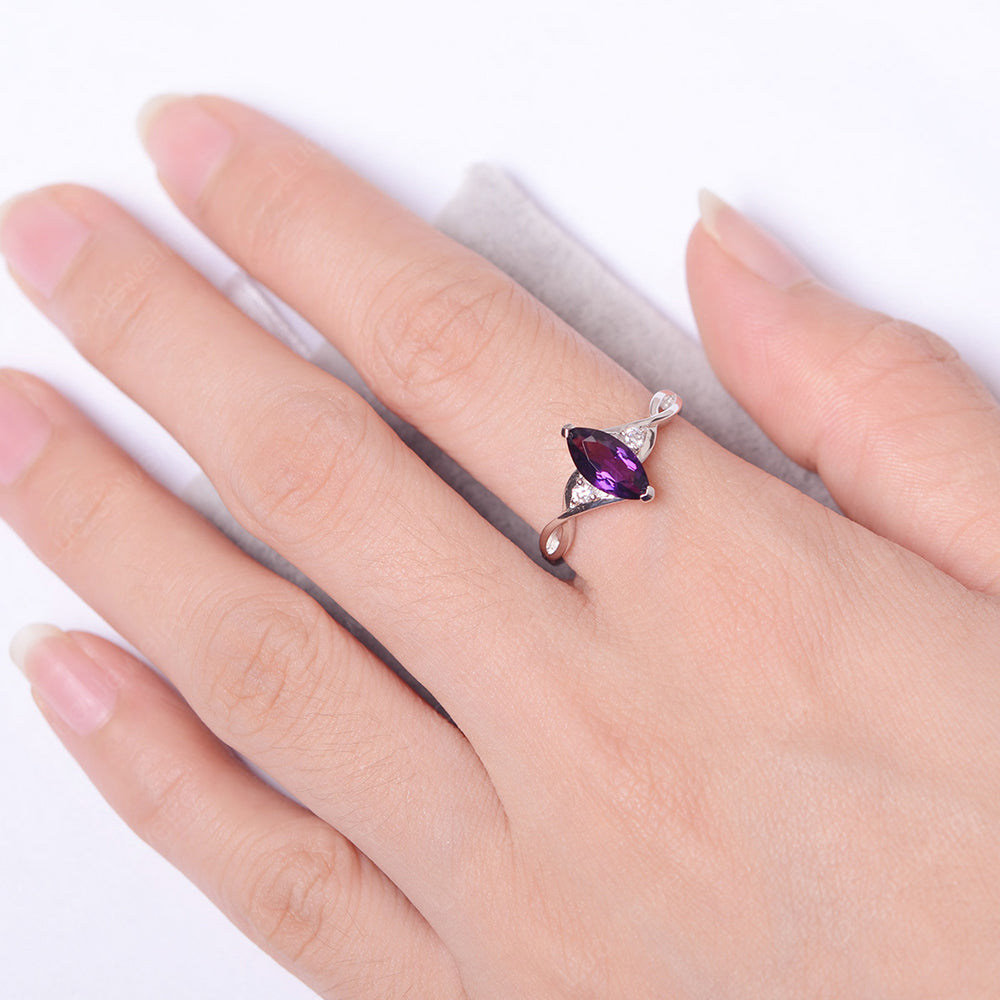 Amethyst Ring Marquise Cut Engagement Ring - LUO Jewelry