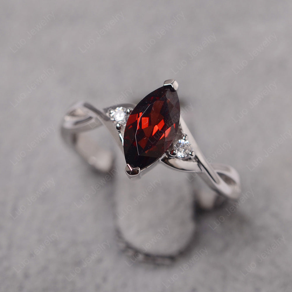 Garnet Ring Marquise Cut Engagement Ring - LUO Jewelry