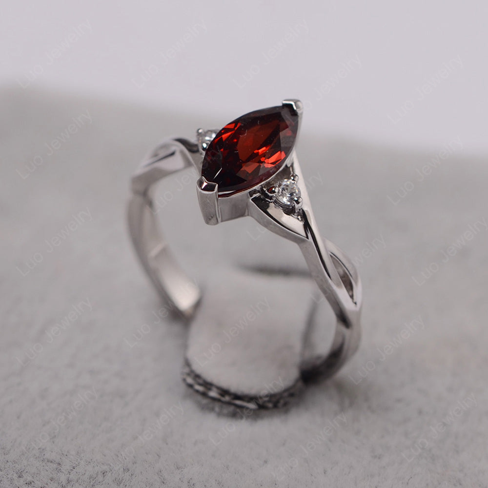 Garnet Ring Marquise Cut Engagement Ring - LUO Jewelry