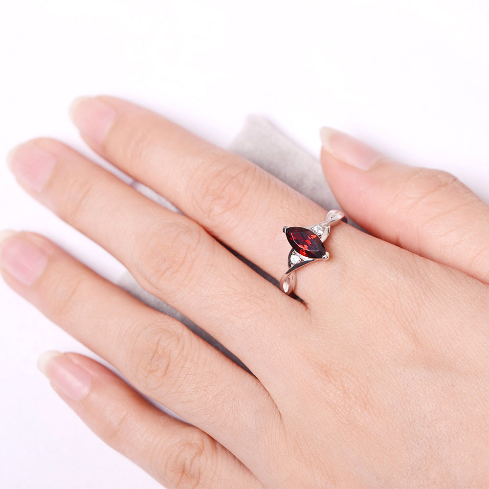 Garnet Ring Marquise Cut Engagement Ring - LUO Jewelry