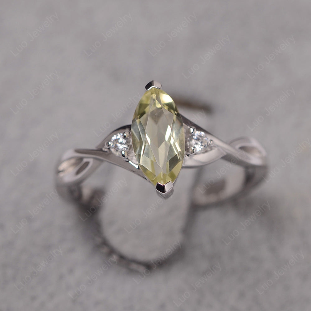 Lemon Quartz Ring Marquise Cut Engagement Ring - LUO Jewelry