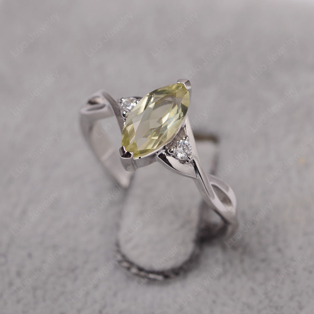 Lemon Quartz Ring Marquise Cut Engagement Ring - LUO Jewelry