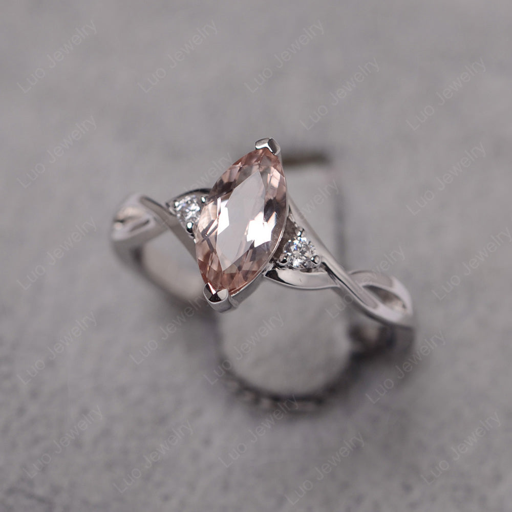 Morganite Ring Marquise Cut Engagement Ring - LUO Jewelry