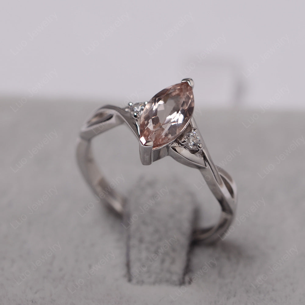 Morganite Ring Marquise Cut Engagement Ring - LUO Jewelry