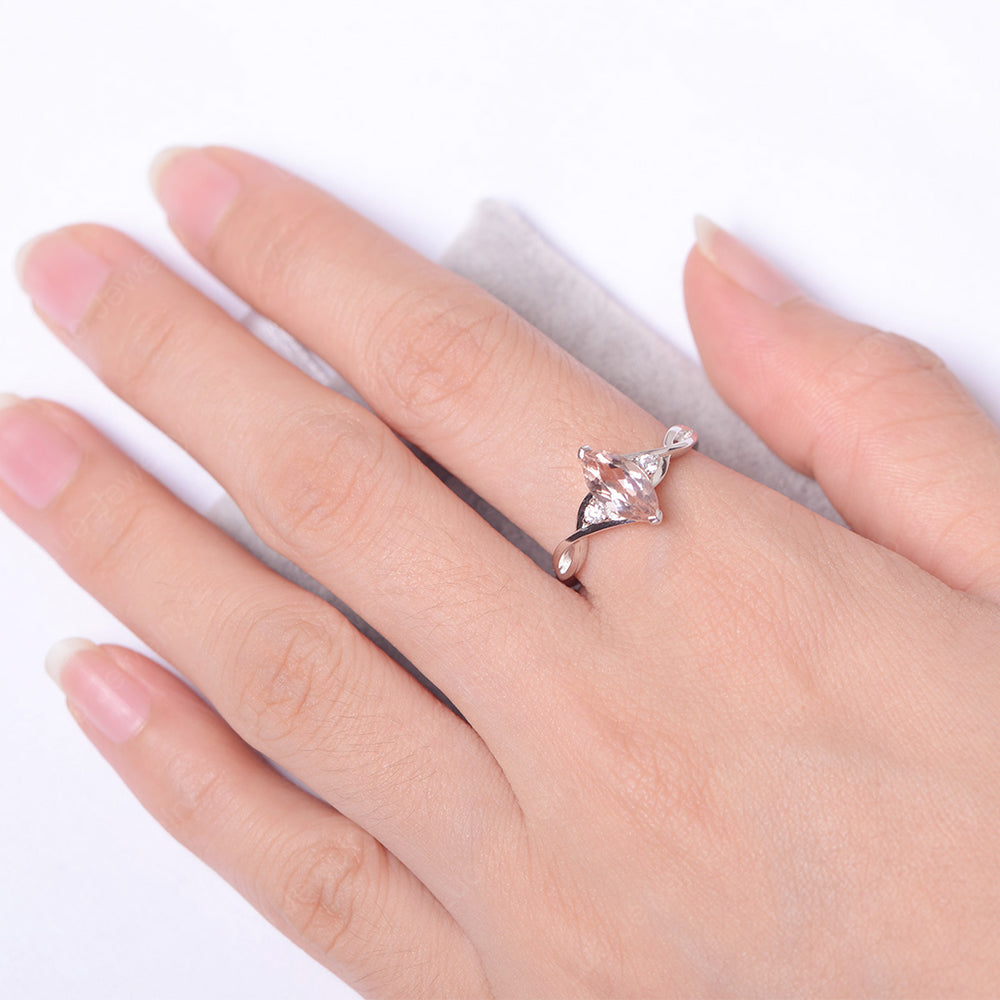 Morganite Ring Marquise Cut Engagement Ring - LUO Jewelry
