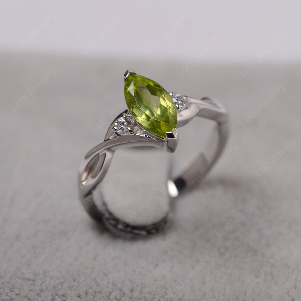 Peridot Ring Marquise Cut Engagement Ring - LUO Jewelry