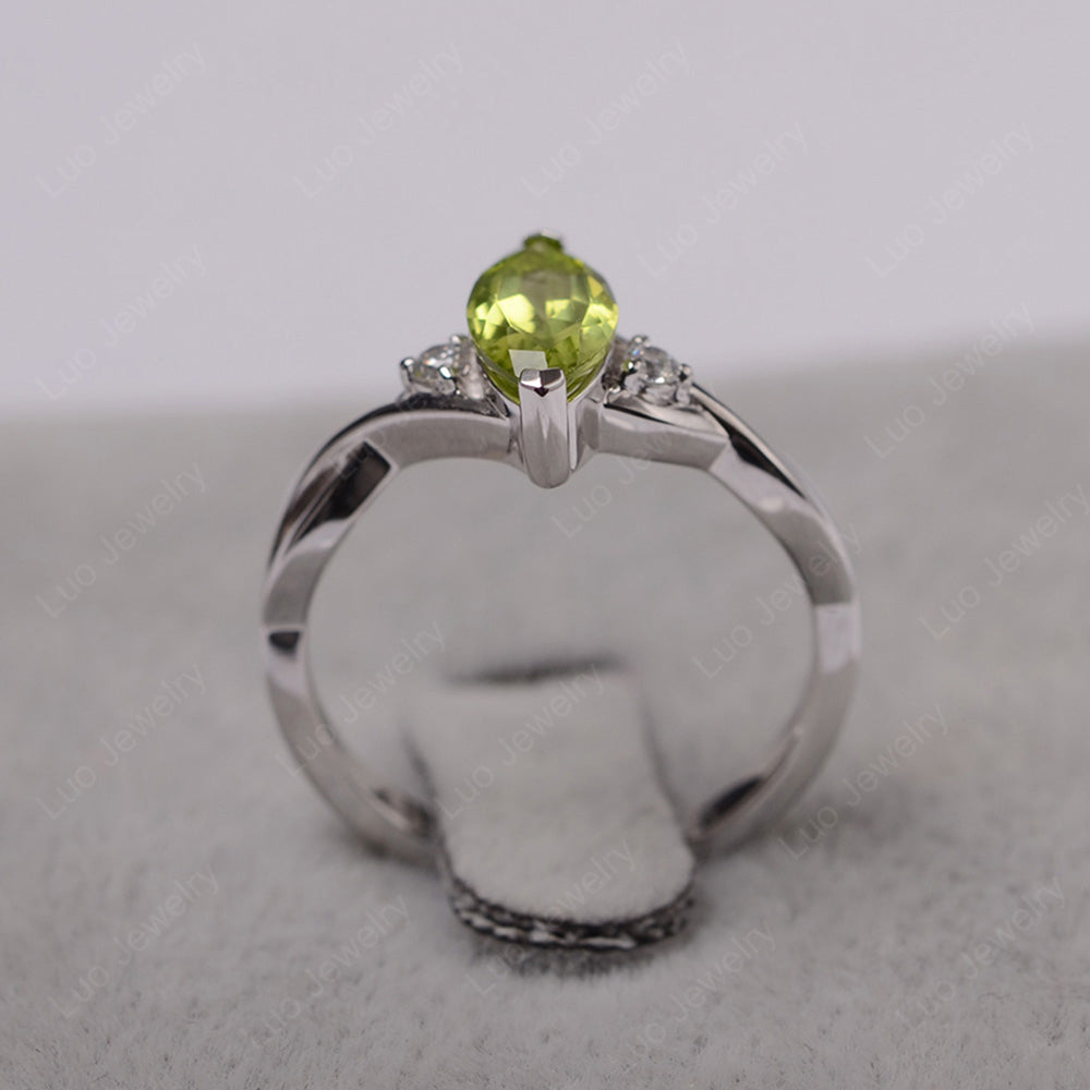 Peridot Ring Marquise Cut Engagement Ring - LUO Jewelry