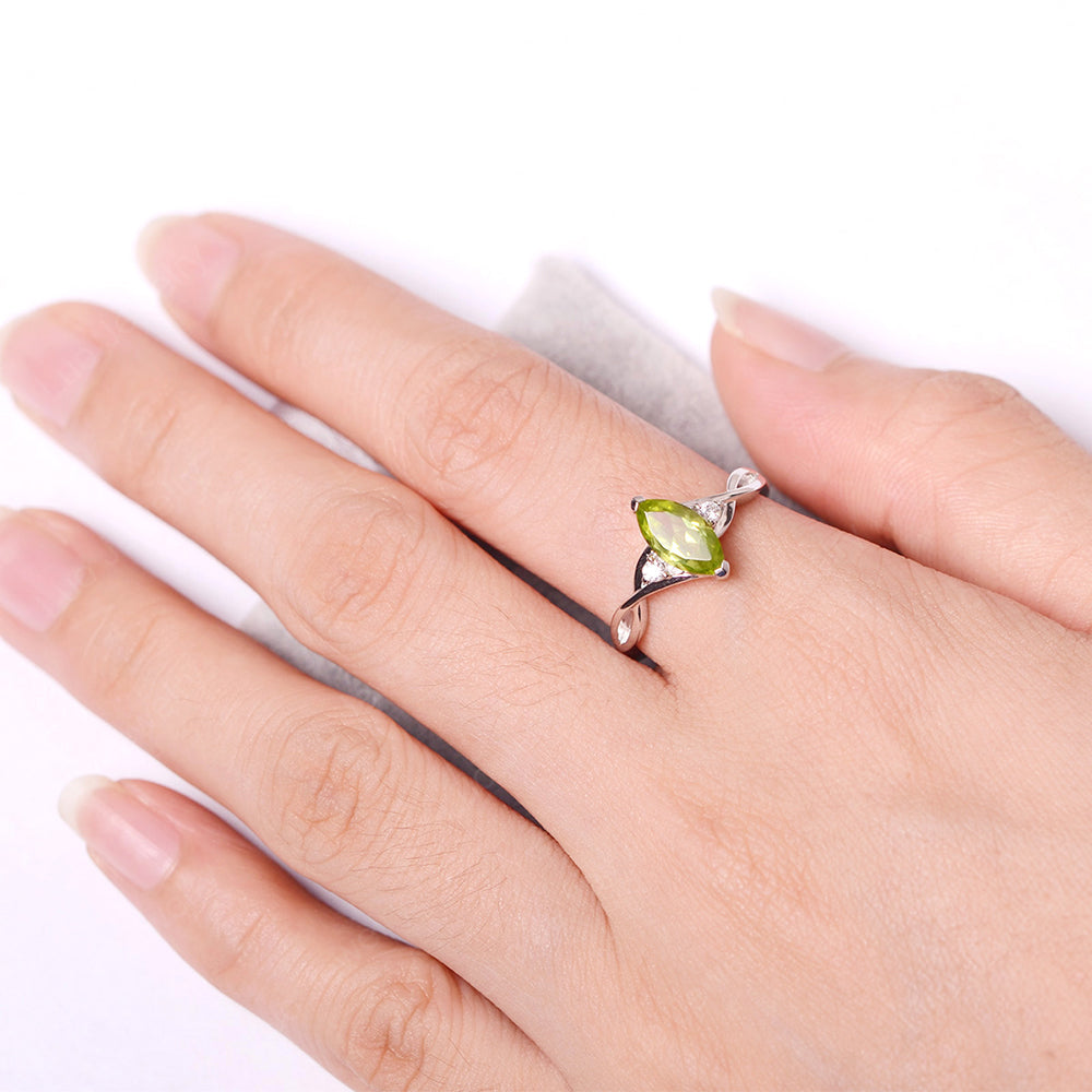 Peridot Ring Marquise Cut Engagement Ring - LUO Jewelry