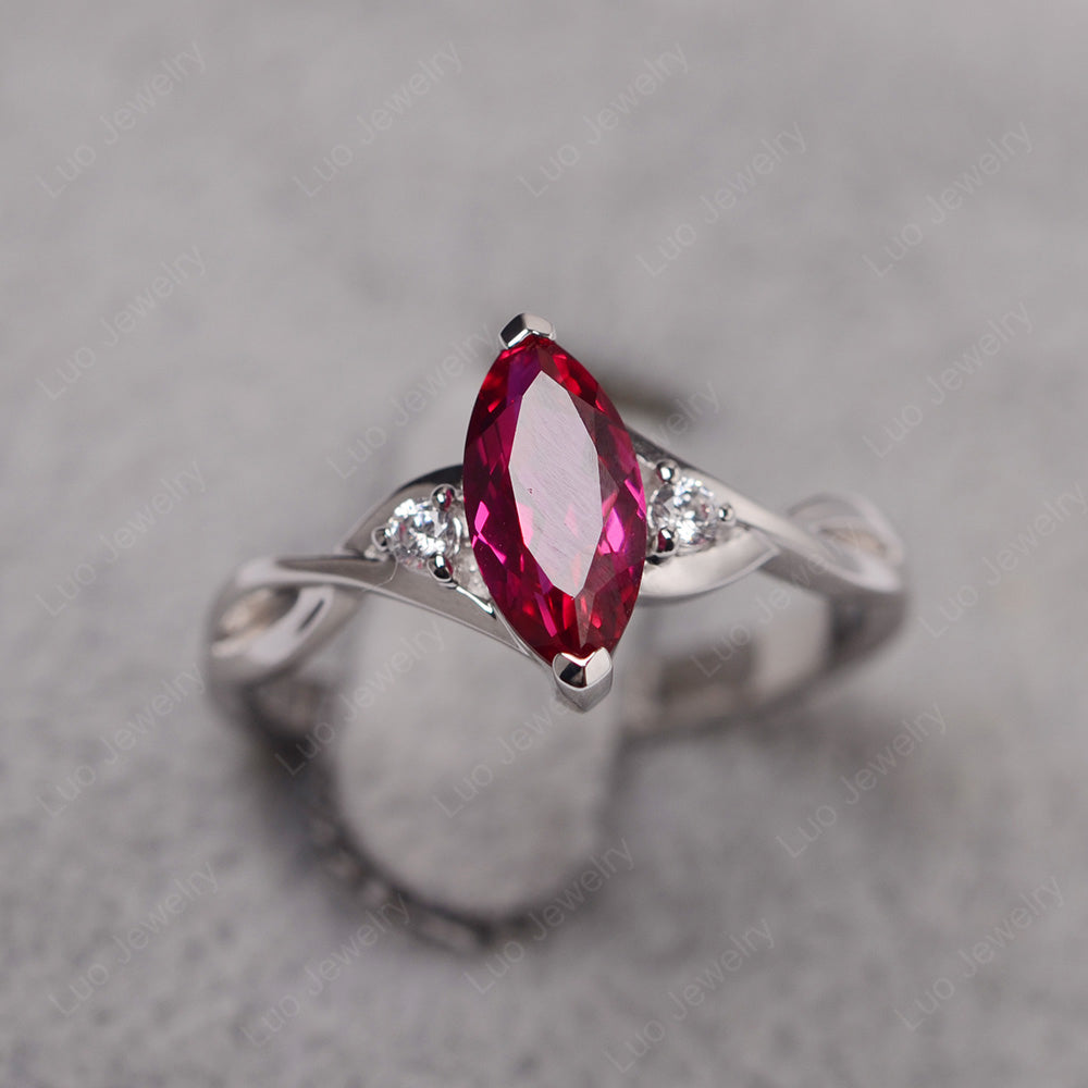 Ruby Ring Marquise Cut Engagement Ring - LUO Jewelry