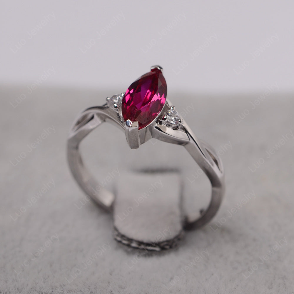 Ruby Ring Marquise Cut Engagement Ring - LUO Jewelry