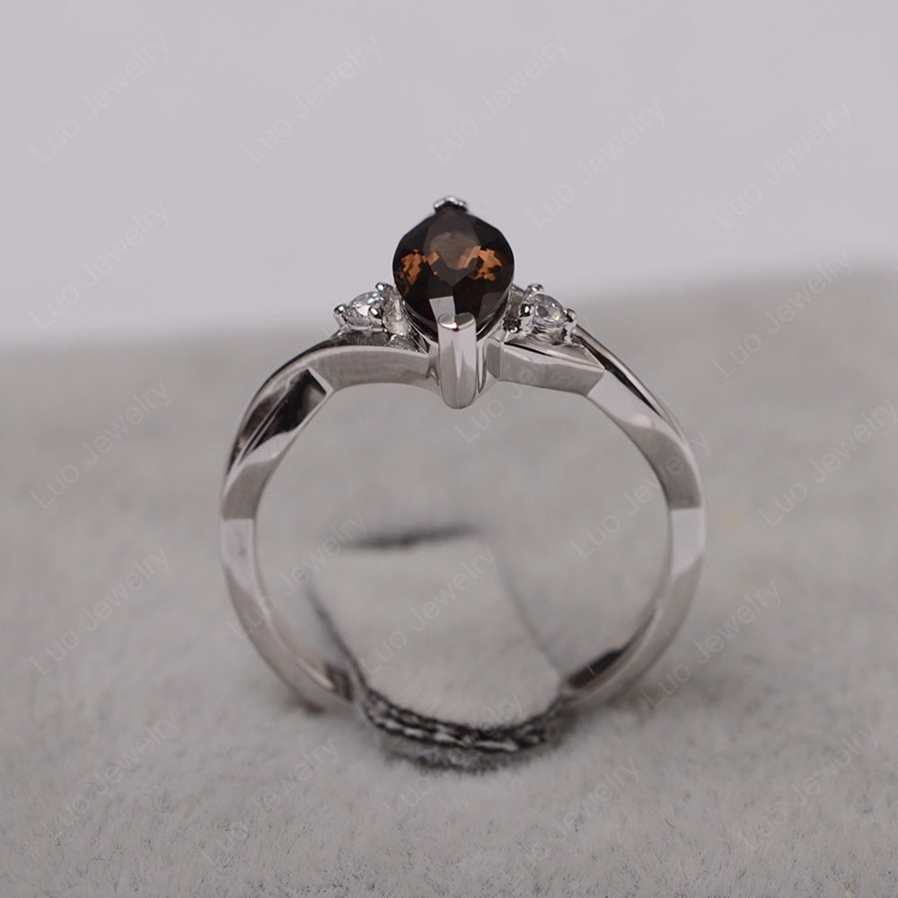 Smoky Quartz  Ring Marquise Cut Engagement Ring - LUO Jewelry
