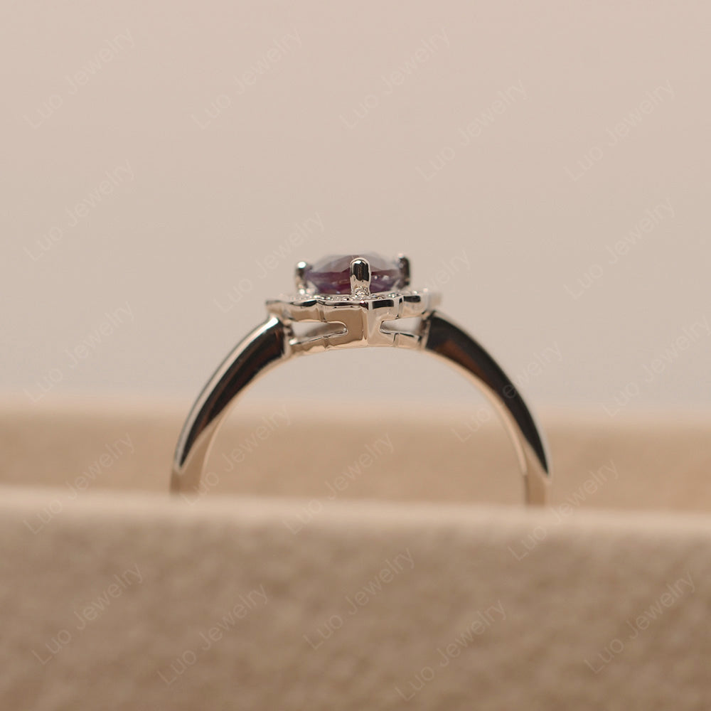 Marquise Cut Alexandrite Halo Engagement Ring - LUO Jewelry