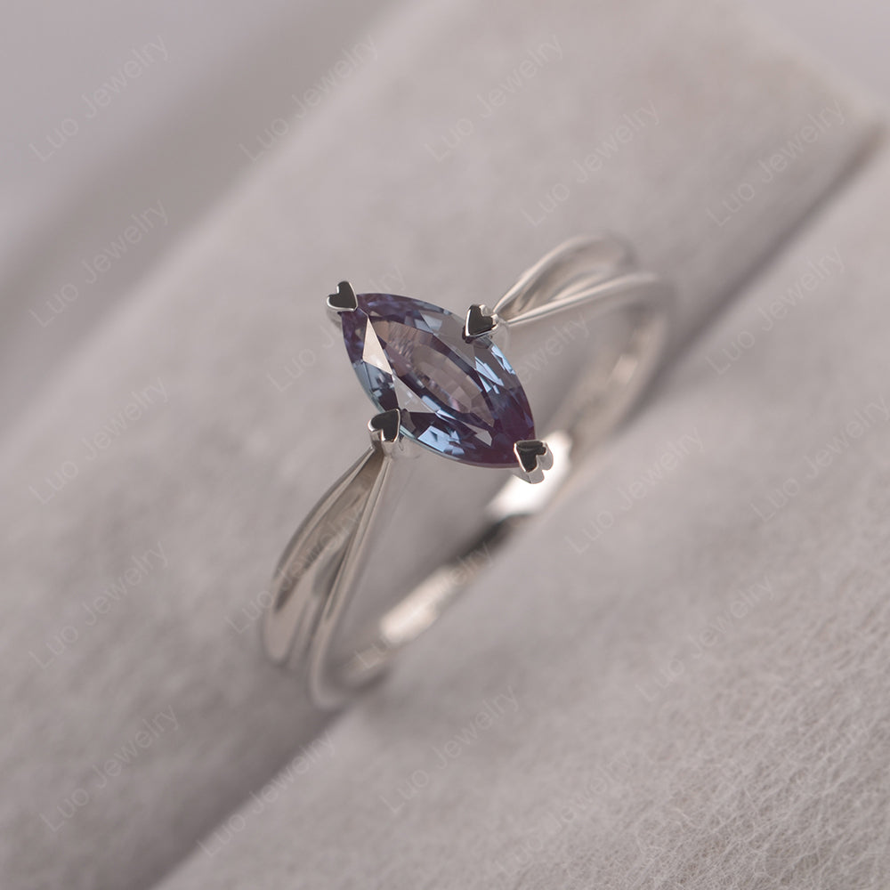 Alexandrite Wedding Ring Marquise Solitaire Ring - LUO Jewelry