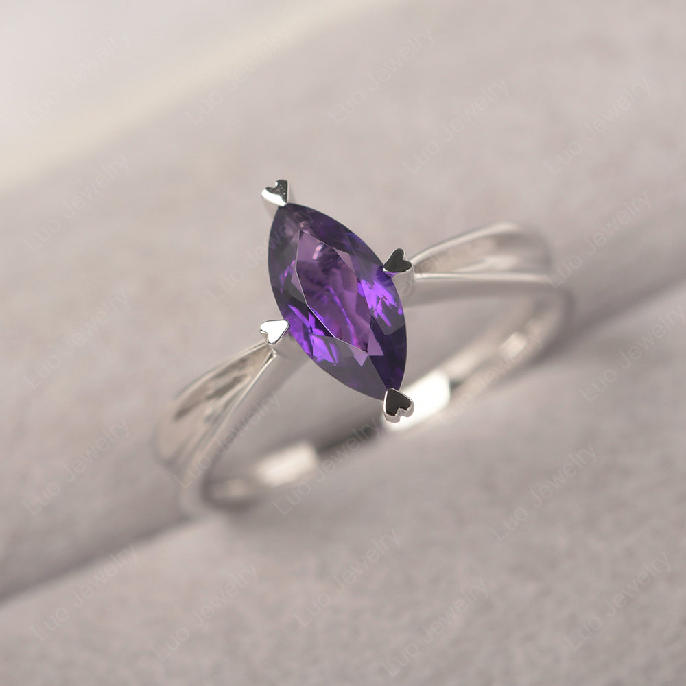Amethyst Wedding Ring Marquise Solitaire Ring - LUO Jewelry