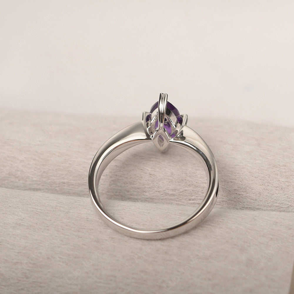 Amethyst Wedding Ring Marquise Solitaire Ring - LUO Jewelry