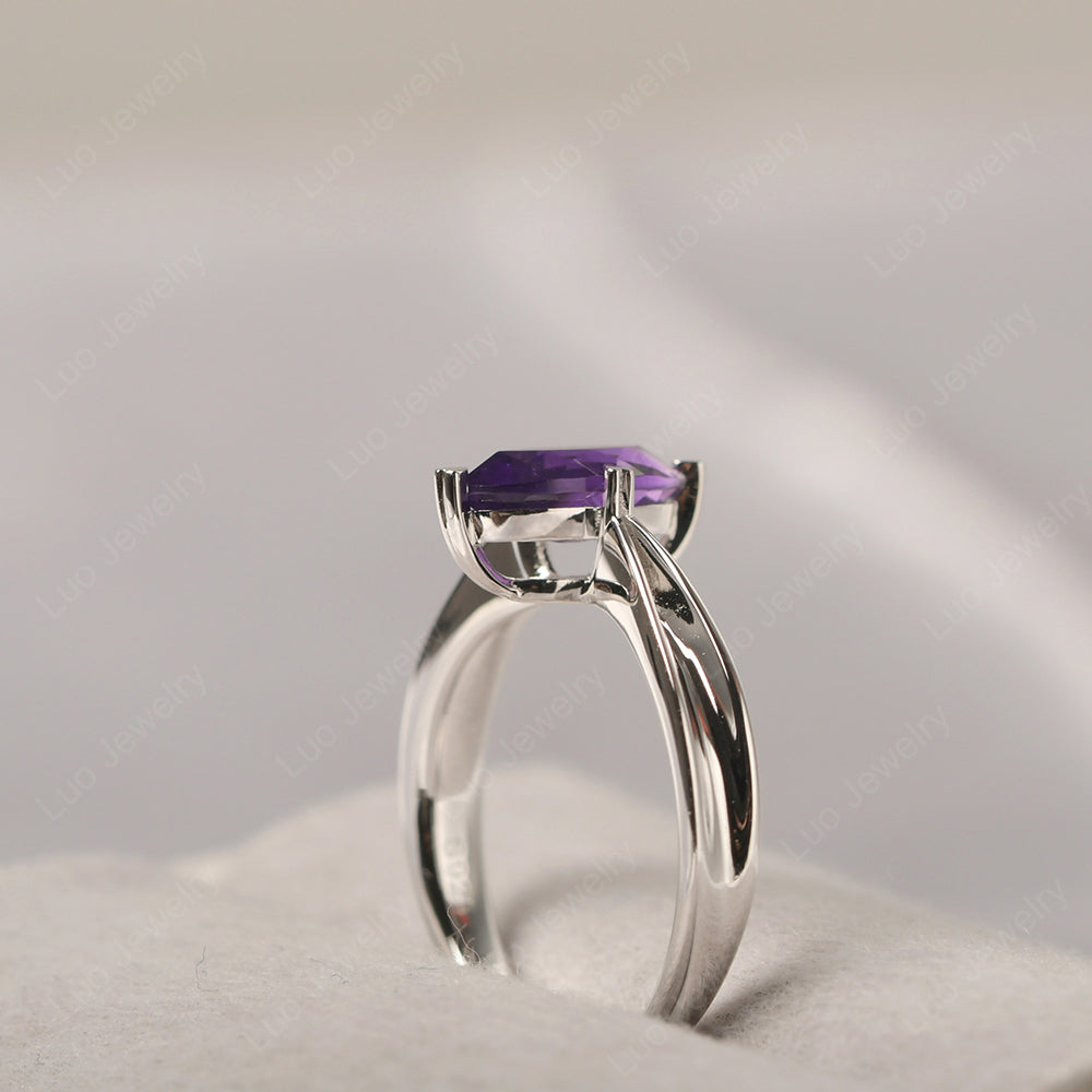 Amethyst Wedding Ring Marquise Solitaire Ring - LUO Jewelry