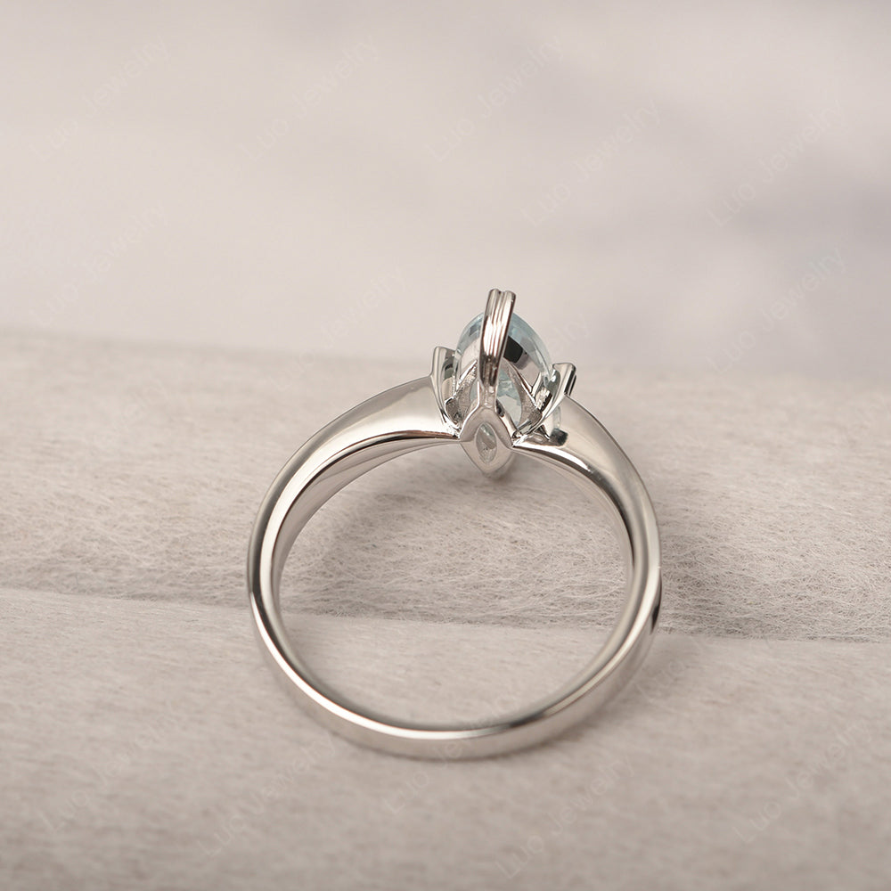 Aquamarine Wedding Ring Marquise Solitaire Ring - LUO Jewelry
