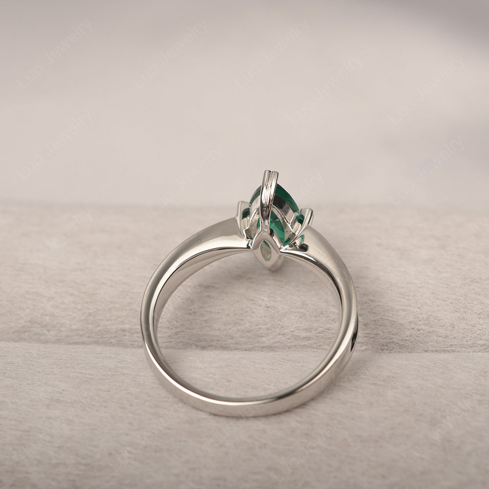Lab Emerald Wedding Ring Marquise Solitaire Ring - LUO Jewelry