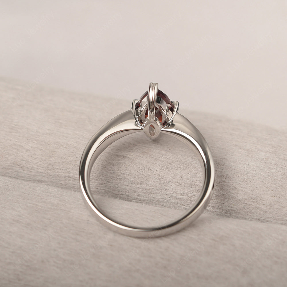 Garnet Wedding Ring Marquise Solitaire Ring - LUO Jewelry