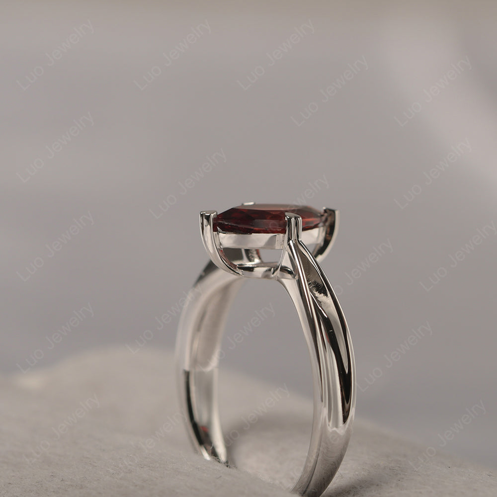 Garnet Wedding Ring Marquise Solitaire Ring - LUO Jewelry