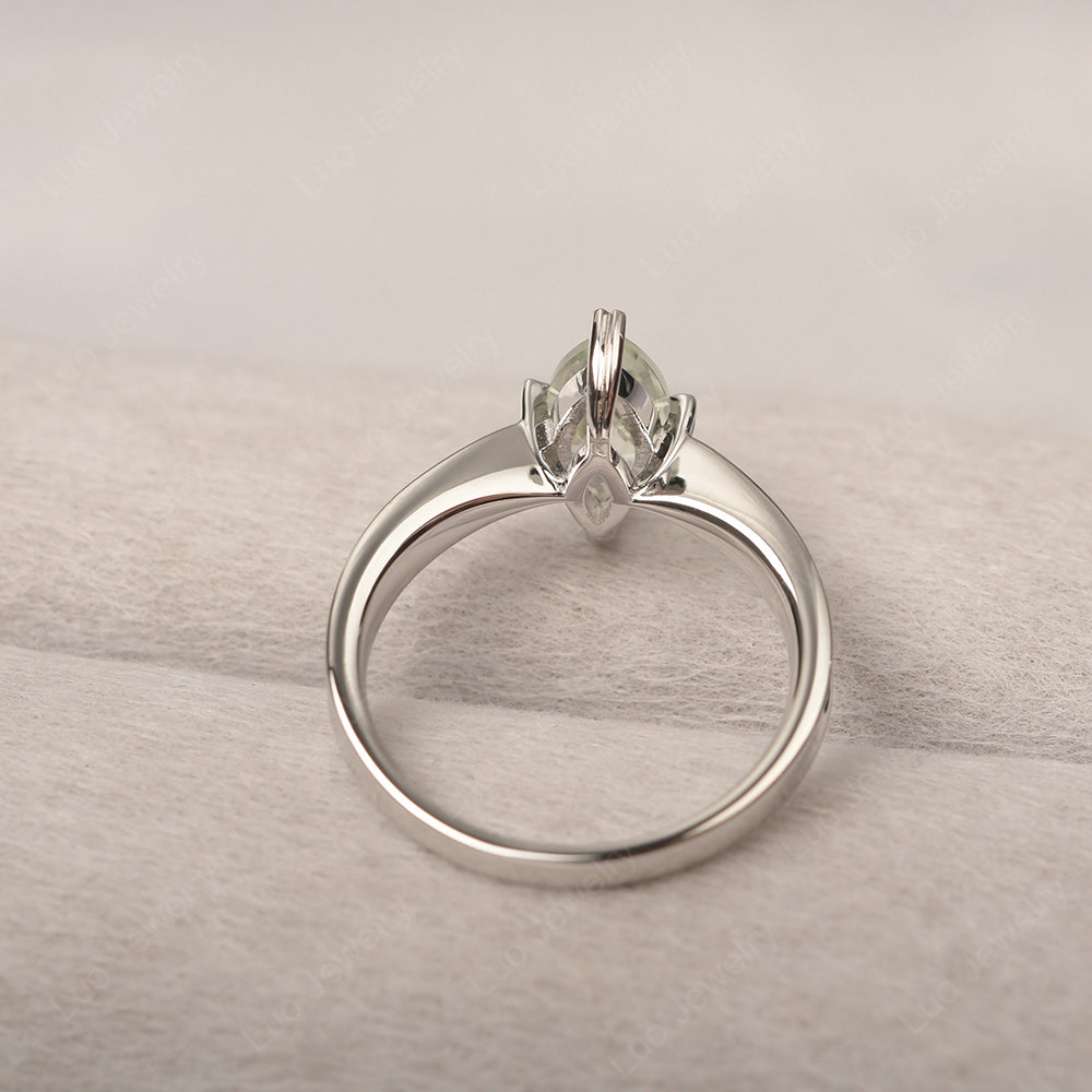 Green Amethyst Wedding Ring Marquise Solitaire Ring - LUO Jewelry