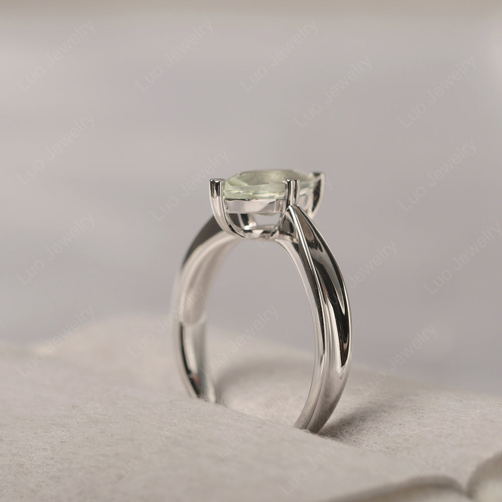 Green Amethyst Wedding Ring Marquise Solitaire Ring - LUO Jewelry