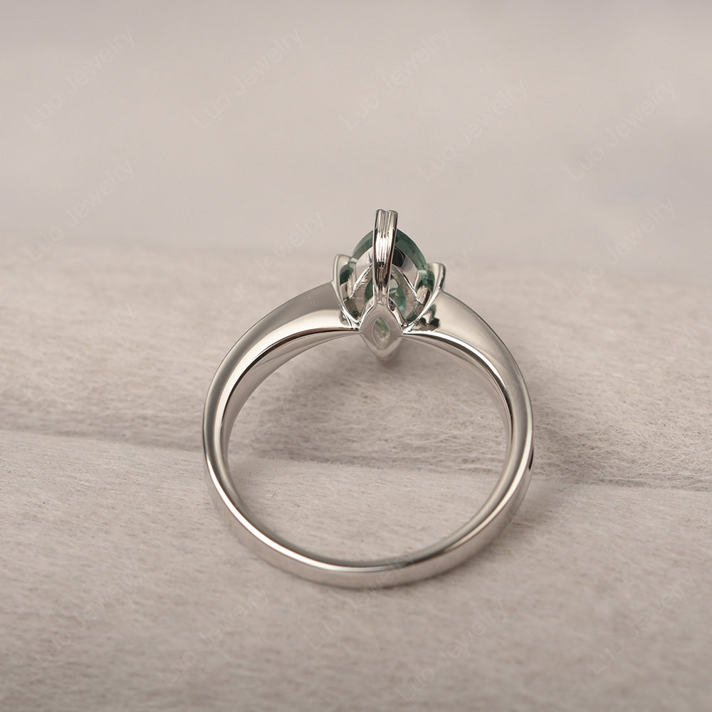 Green Sapphire Wedding Ring Marquise Solitaire Ring - LUO Jewelry