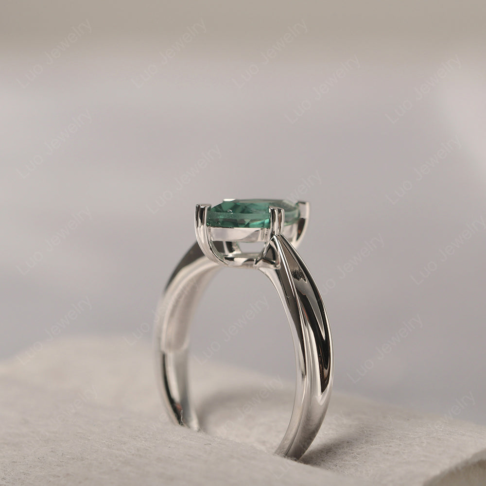 Green Sapphire Wedding Ring Marquise Solitaire Ring - LUO Jewelry