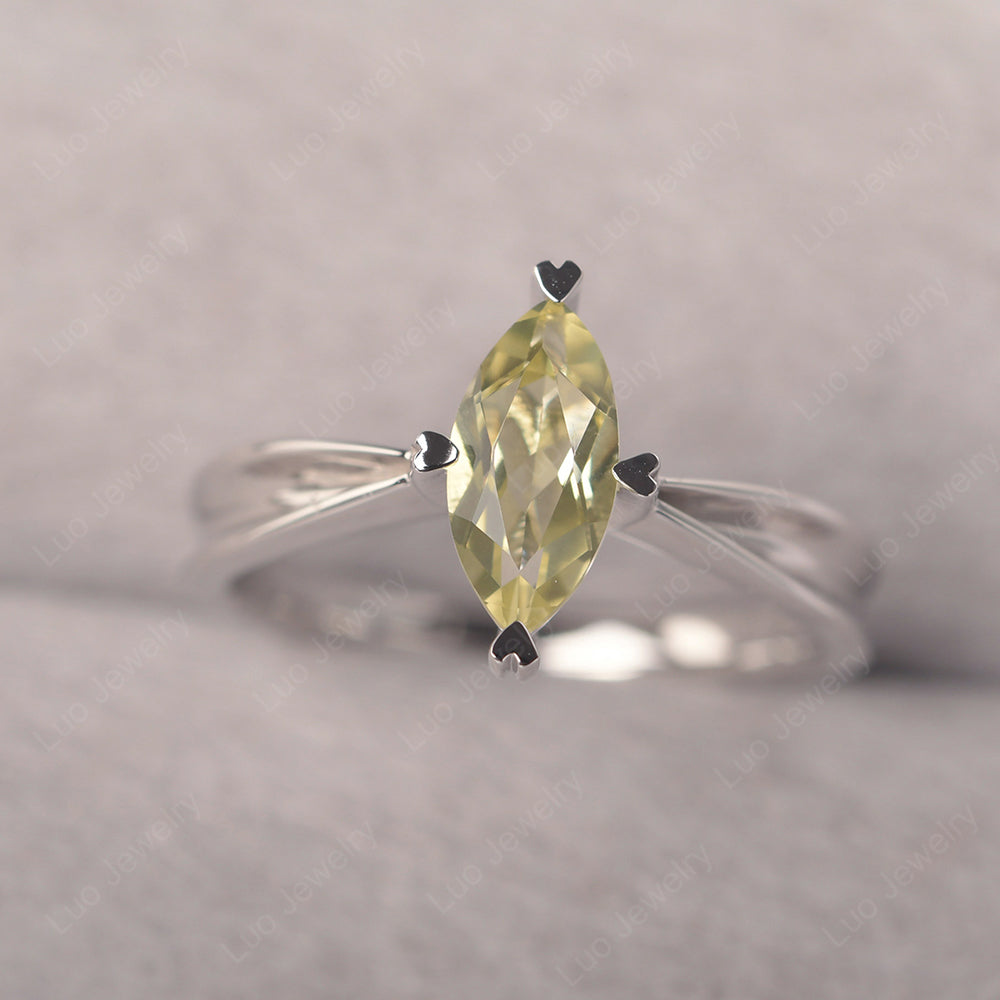 Lemon Quartz Wedding Ring Marquise Solitaire Ring - LUO Jewelry