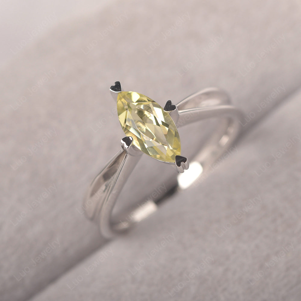 Lemon Quartz Wedding Ring Marquise Solitaire Ring - LUO Jewelry