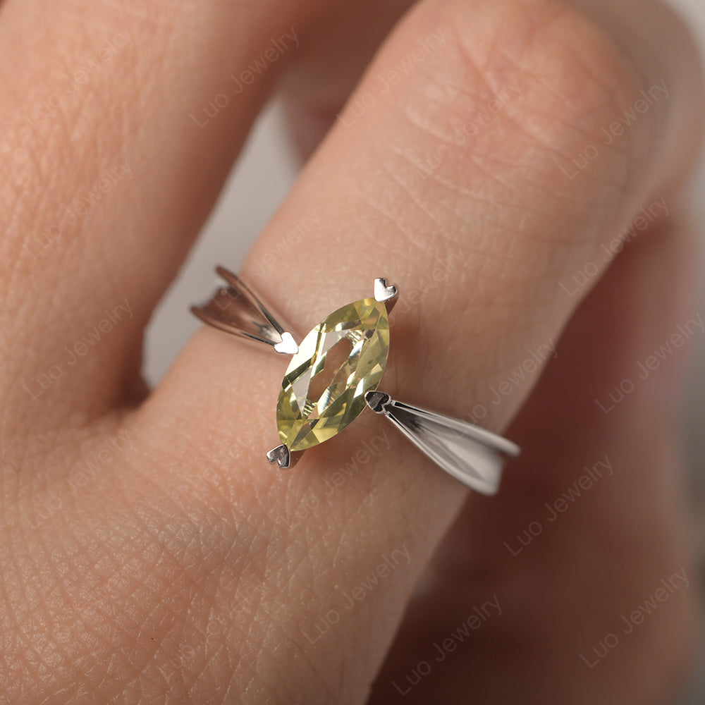 Lemon Quartz Wedding Ring Marquise Solitaire Ring - LUO Jewelry