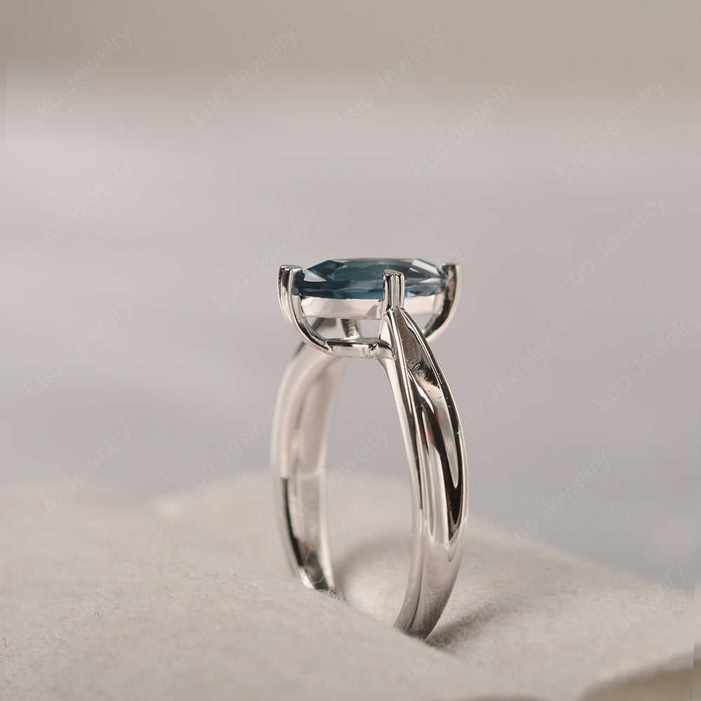 London Blue Topaz Wedding Ring Marquise Solitaire Ring - LUO Jewelry