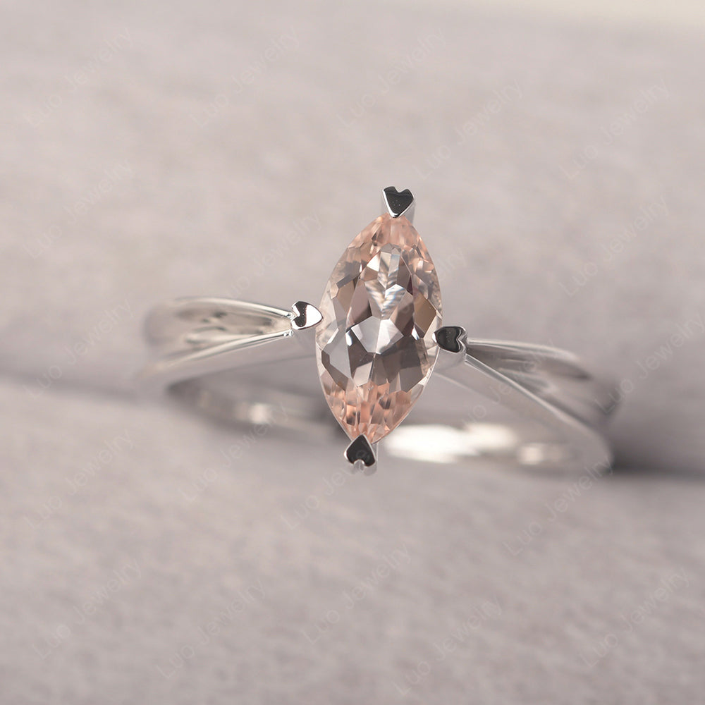 Morganite Wedding Ring Marquise Solitaire Ring - LUO Jewelry