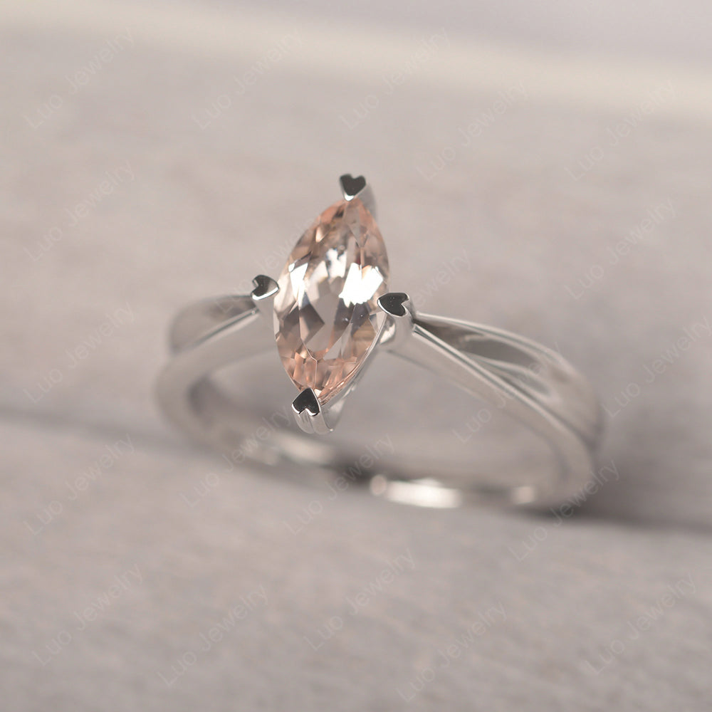 Morganite Wedding Ring Marquise Solitaire Ring - LUO Jewelry
